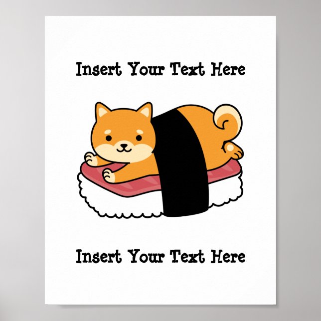 Poster Sushi Shiba Inu - Cachorro Bonito comida Japonesa (Frente)