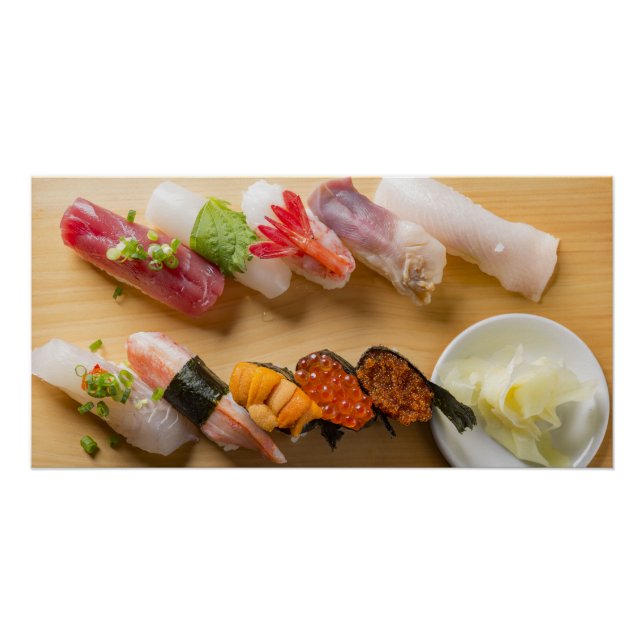 Póster Sushi Spiral – Artistic Presentation of Nigiri Sus (Frente)