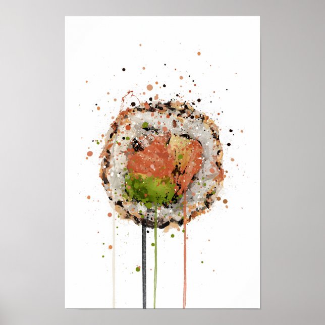 Poster Sushi Uramaki de Salmão (Frente)