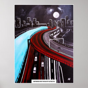 Poster Suspenso sobre a pintura azul por Alfred Fox