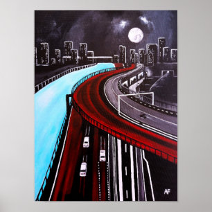 Poster Suspenso sobre a pintura azul por Alfred Fox