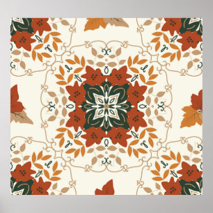 Poster Suspiros de outono: Mistura geométrica Floral