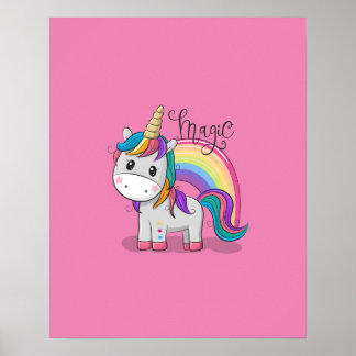 Poster Süßes Einhorn Unicorn mit großen Augen