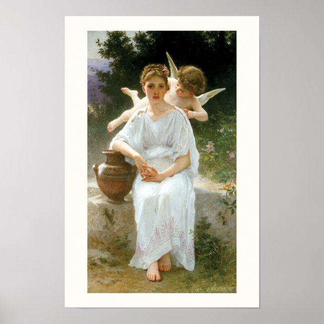 Poster Sussurros de Amor, Primeira Rêverie por Bouguereau (Frente)