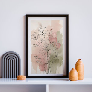 Poster Sussurros de Prado de Outono Aquarela de Flor Si