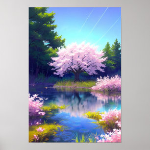 Poster Sussurros de Primavera, que abraçam a árvore Sakur