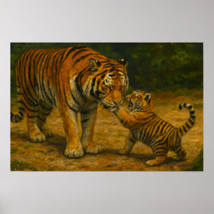 Poster Sussurros na Natureza - Tigre e Cubo na Floresta