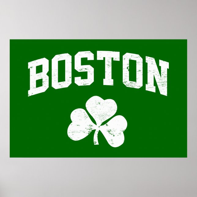 Póster sutiã do trevo de shamrock da rua irlandesa boston (Frente)