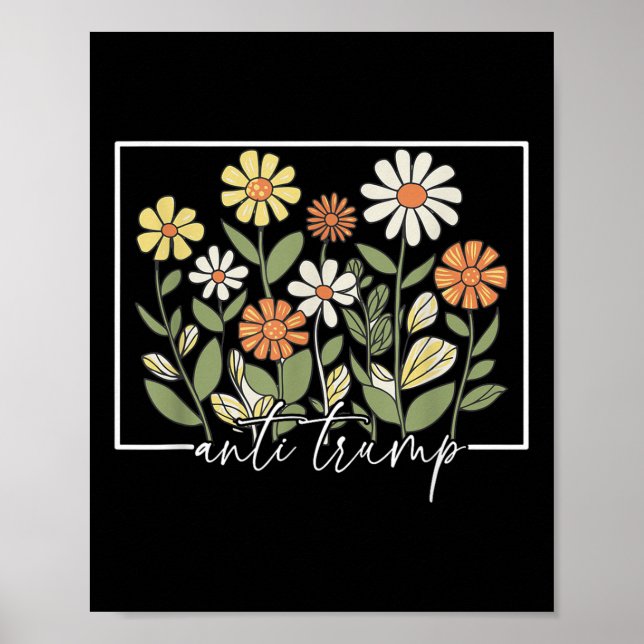 Poster Sutil Anti Trump Floral Flower Democrata (Frente)