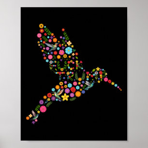 Poster Sutil Anti Trump Floral Hummingbird Mensagem Ocult