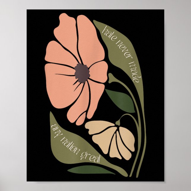 Poster Sutil Boho Flores Anti Trum P Liberal Protesto Re (Frente)