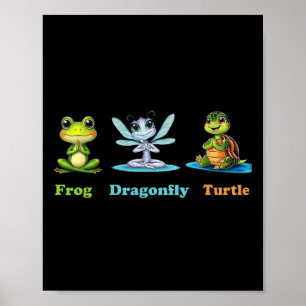 Poster Sutil Humor Político Sapo Libélula Tartaruga Yoga