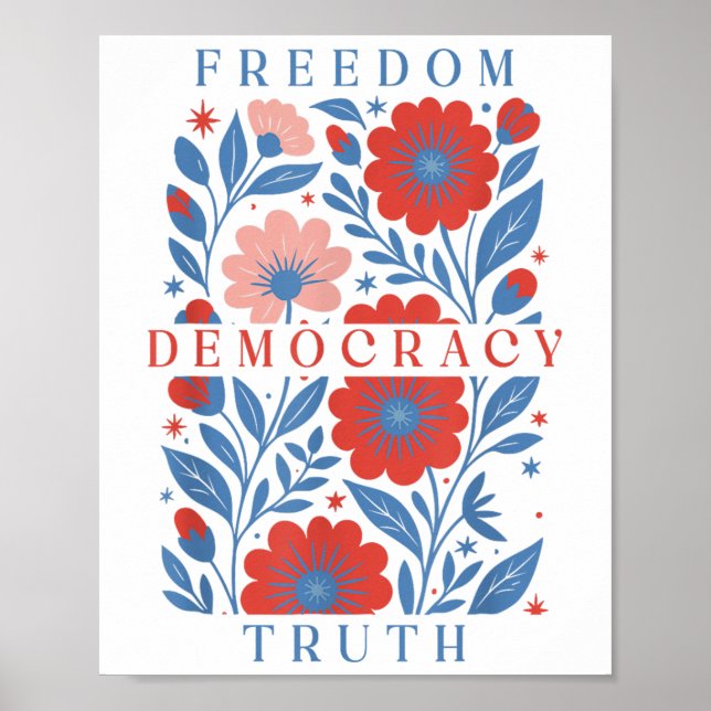 Poster Sutil Liberdade Democracia Verdade Boho Floral 4 D (Frente)