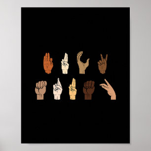 Poster Sutil Linguagem De Sinais Asl Blm Anti-Trump 
