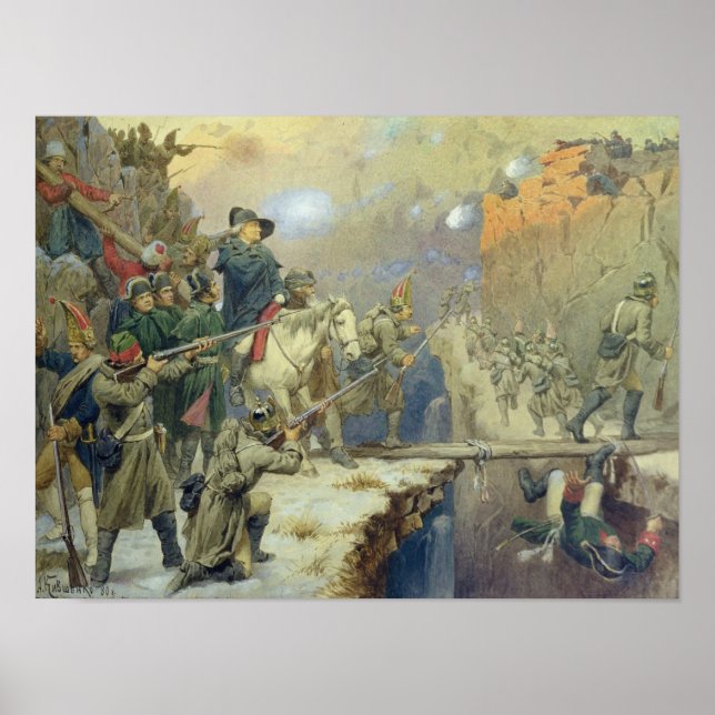 Poster Suvorov cruzando a ponte do diabo em 1799, 1880 (Frente)