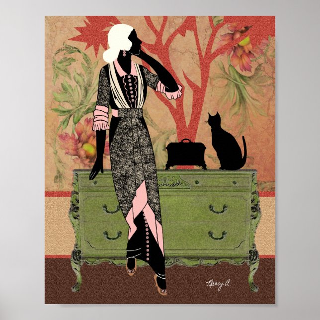 Póster Suzanne em Laranja e Verde (Frente)