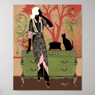 Póster Suzanne na laranja & no verde