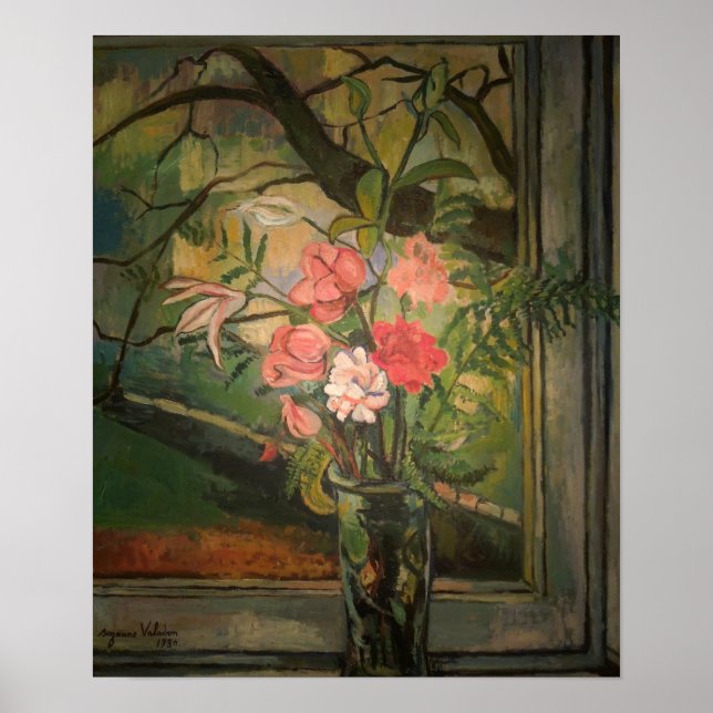 Poster Suzanne Valadon Flores em Frente a uma Janela (Frente)