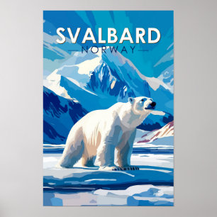 Poster Svalbard Noruega Urso Polar Viagem Arte Vintage
