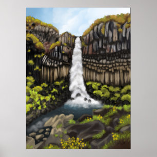 Poster Svartifoss Serenity: Islandês Waterfall Wonderlan