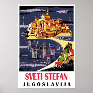 Poster Sveti Stefan Island Jugoslávia Jugoslávia Monteneg