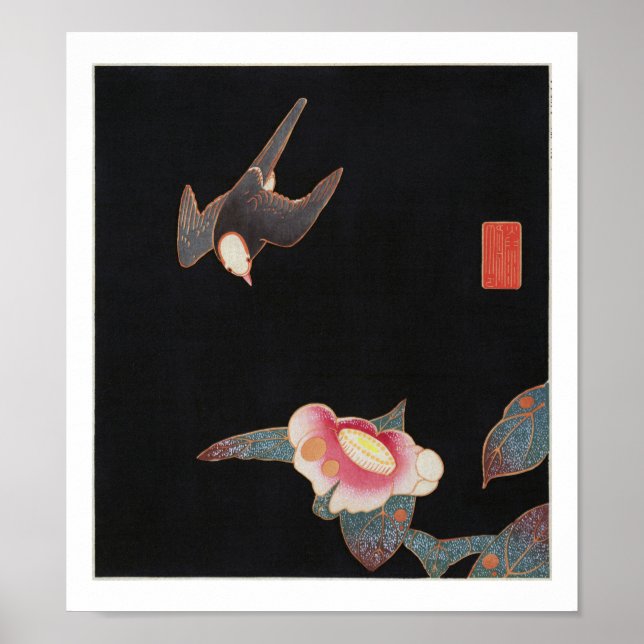 Poster Swallow e Camellia, Jakuchu (Frente)
