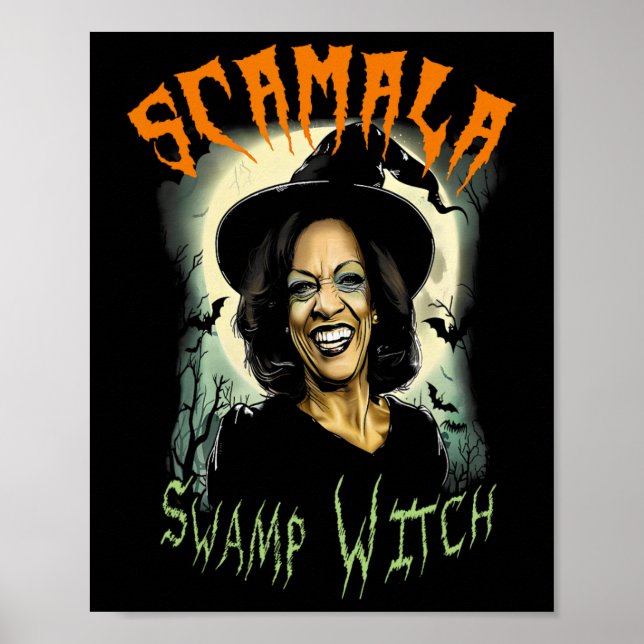Poster Swamp Witch Funny Anti Kamala Harris 2024 Hallowee (Frente)