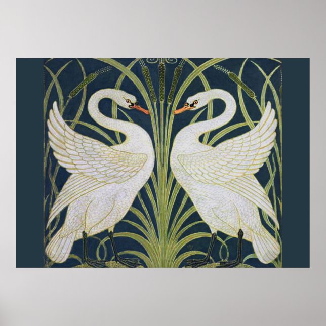 Póster Swan Art Nouveau Dois Swans (Frente)
