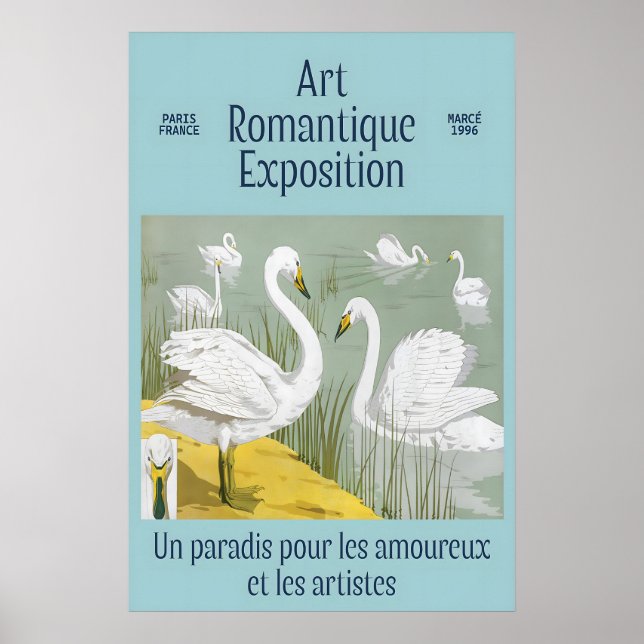 Poster Swan Art Print 1996 Paris Romantic Exhibition (Frente)