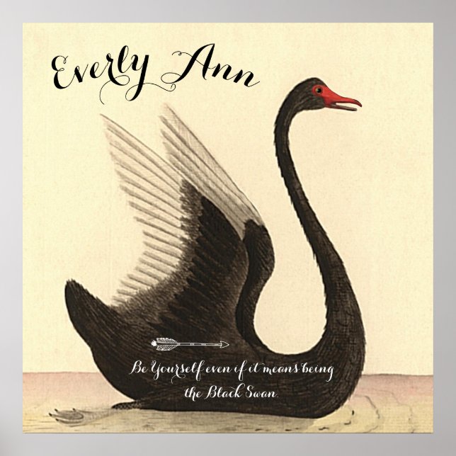 Póster Swan Baby Nursery Adicione sua própria citação (Frente)