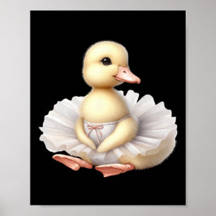 Poster Swan Ballerina Duck Dancing Balé Watercolor