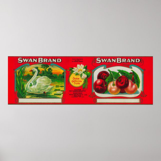 Póster Swan Cherry LabelOakland, CA (Frente)