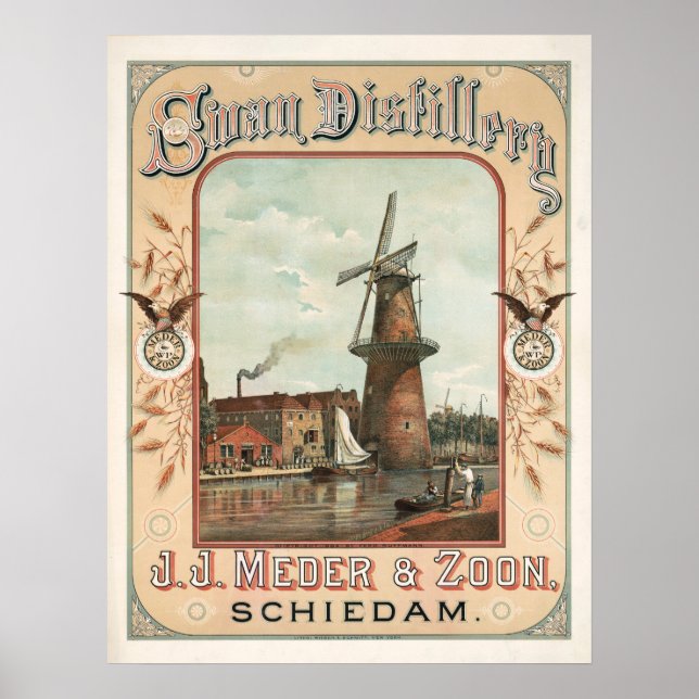 Poster Swan Distillery, J.J. Meder & Zoon, Schiedam (Frente)