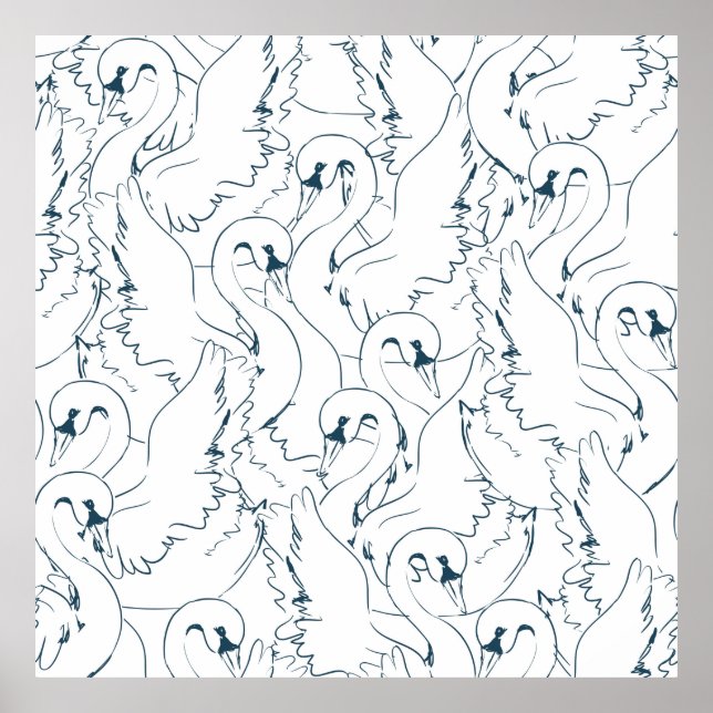 Poster Swan Pattern Seamless, padrão, abstrato, traseiro (Frente)