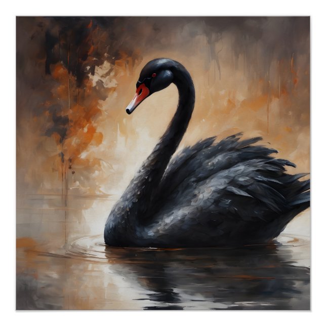 Póster Swan preto 3 (Frente)