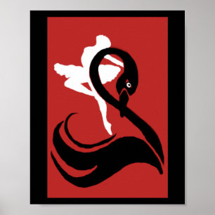 Poster Swan preto retrô