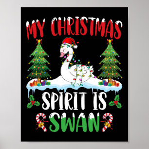 Poster Swan Vestindo Santa Hat Xmas - O Espírito de Natal