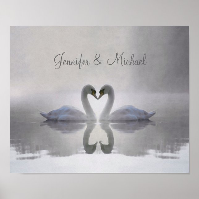Póster Swans Personalizados no Amor - (Frente)