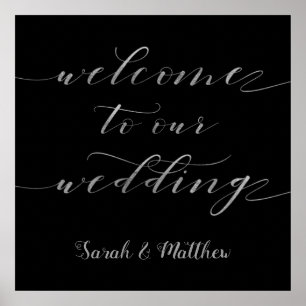 Poster Swash Calliografia Silver Bem-Vindo Ao Nosso Casam