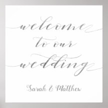 Swash Calliografia Silver Bem-Vindo Ao Nosso Casam