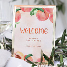 Poster Sweet as a Peach Baby Shower Welcome Sign