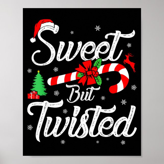 Poster Sweet But Twisted Funny Christmas Candy Cane Xmas  (Frente)