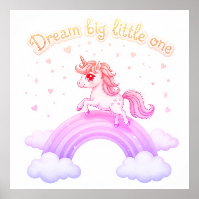 Poster Sweet Kawaii Unicorn Dreams, Nursery (Frente)