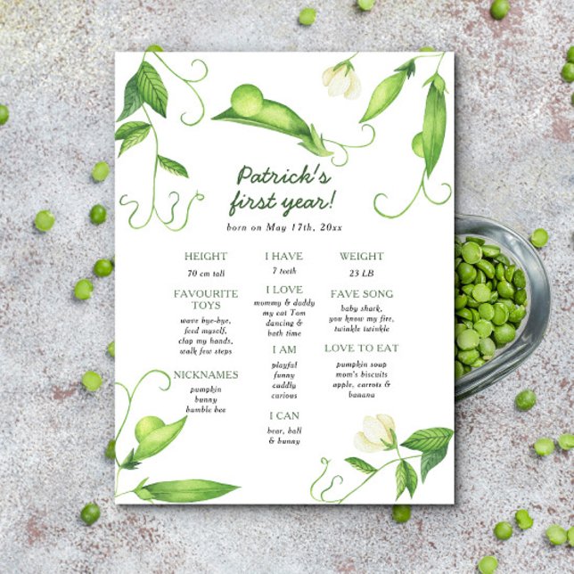 Poster Sweet Pea First Birthday Milestone Birthday (Criador carregado)