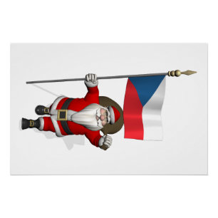 Póster Sweet Santa Claus Com Bandeira Da República Checa