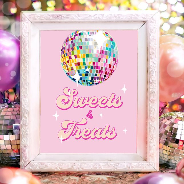 Poster Sweets and Treats Disco Ball Retro Groovy Birthday (Criador carregado)