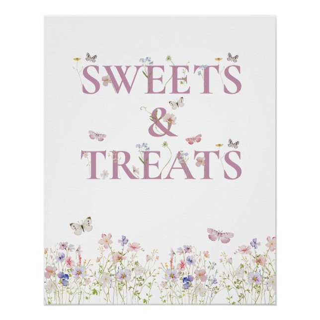 Póster Sweets and Treats Favor Butterfly Floral Garden (Frente)
