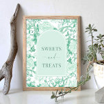 Poster Sweets Treates Green White Chinoiserie Bridal Sina<br><div class="desc">Este design de inspiração chinesa apresenta elegantes florais botânicos e verde em verde-sábio e branco. Personalize o convite com seus detalhes e se quiser reorganizar o estilo e posicionamento do texto,  pressione o botão "Clique para personalizar mais".</div>