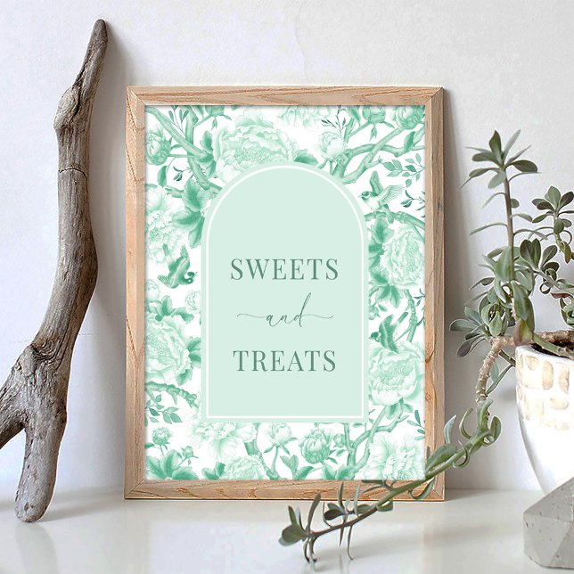 Poster Sweets Treates Green White Chinoiserie Bridal Sina (Criador carregado)