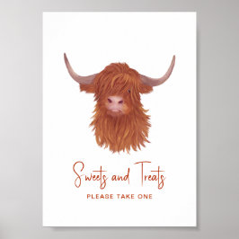 Poster Sweets & Treats Highland Cow Chá de fraldas